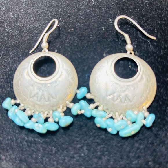 Vintage Relios Carolyn Pollack Earrings Southwestern Sterling Turquoise … - Picture 2 of 10